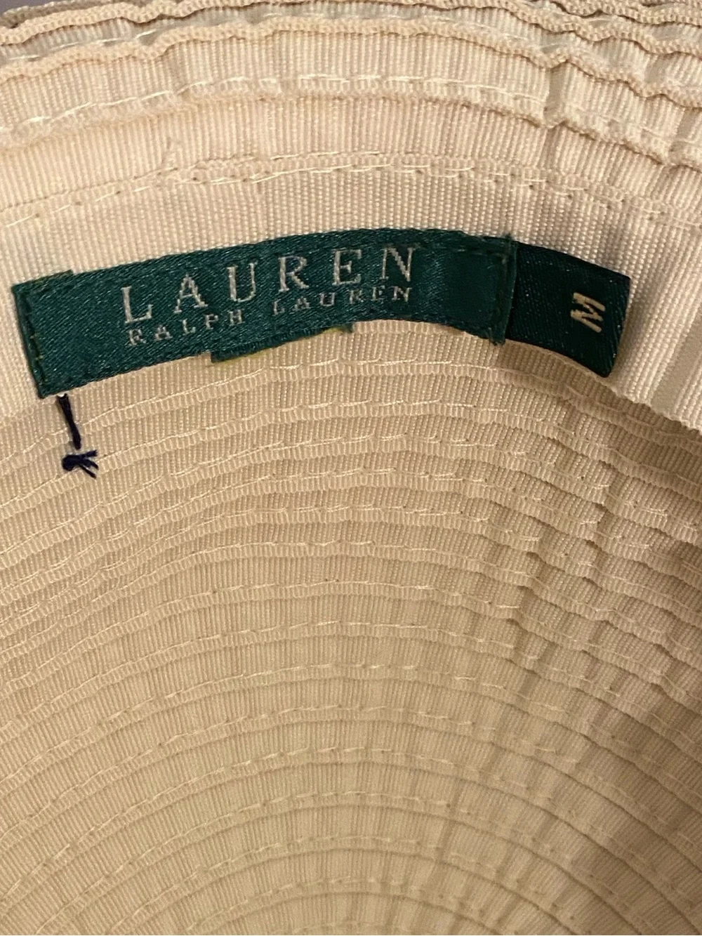 Ralph Lauren Wide Brim Sun Hat with Navy Ribbon